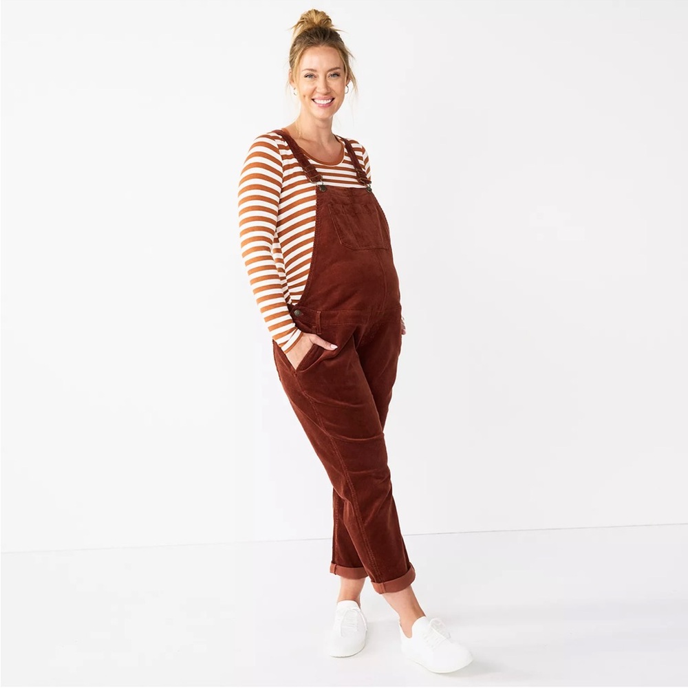 Corduroy maternity overalls (burgundy)